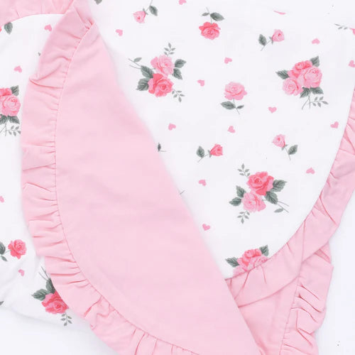 Pink Rosettes Ruffle Blanket