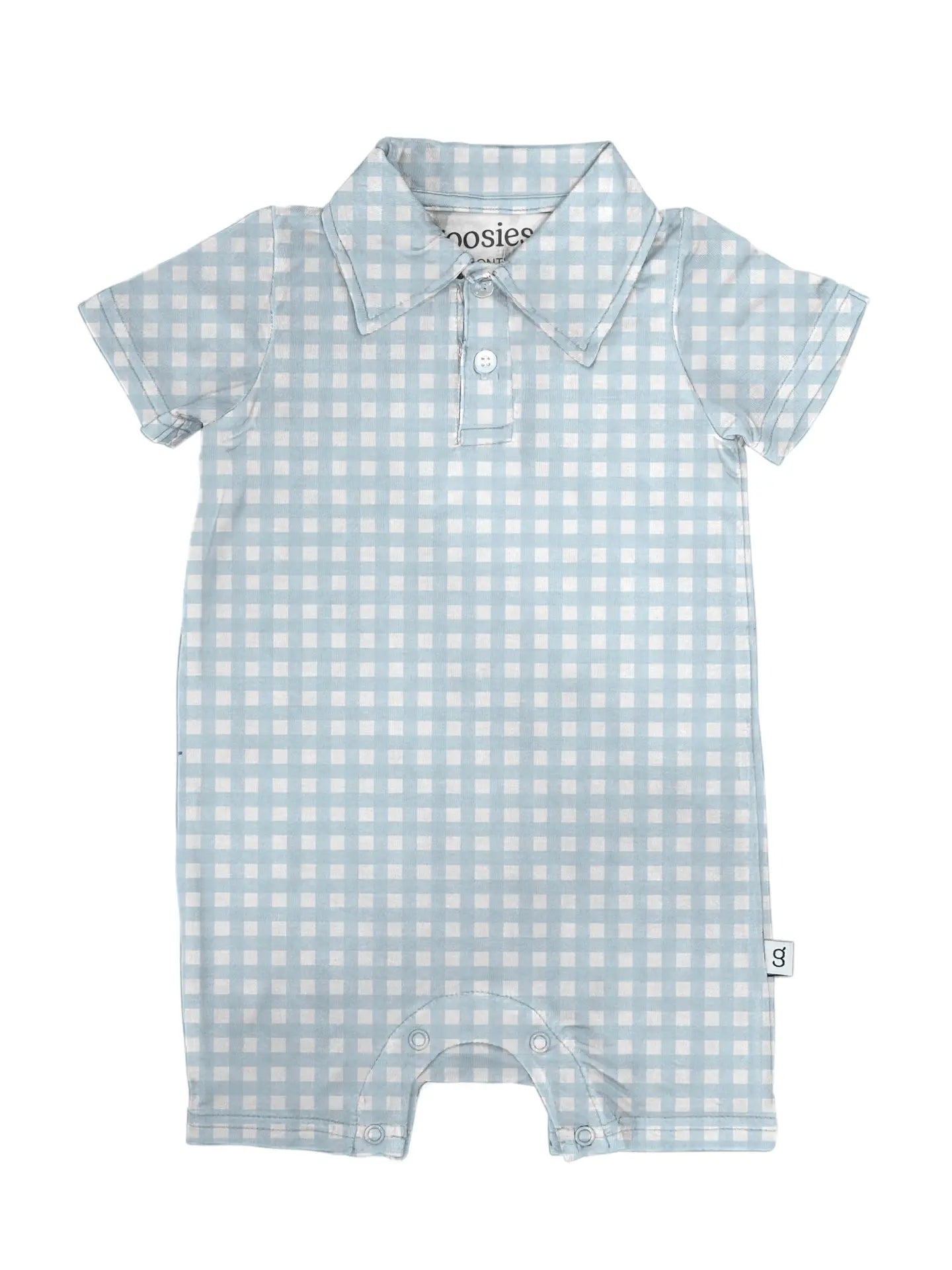 Cottage Blue Gingham Polo Romper