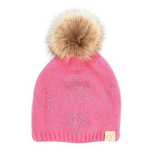 Candy Pink Star Kids Beanie