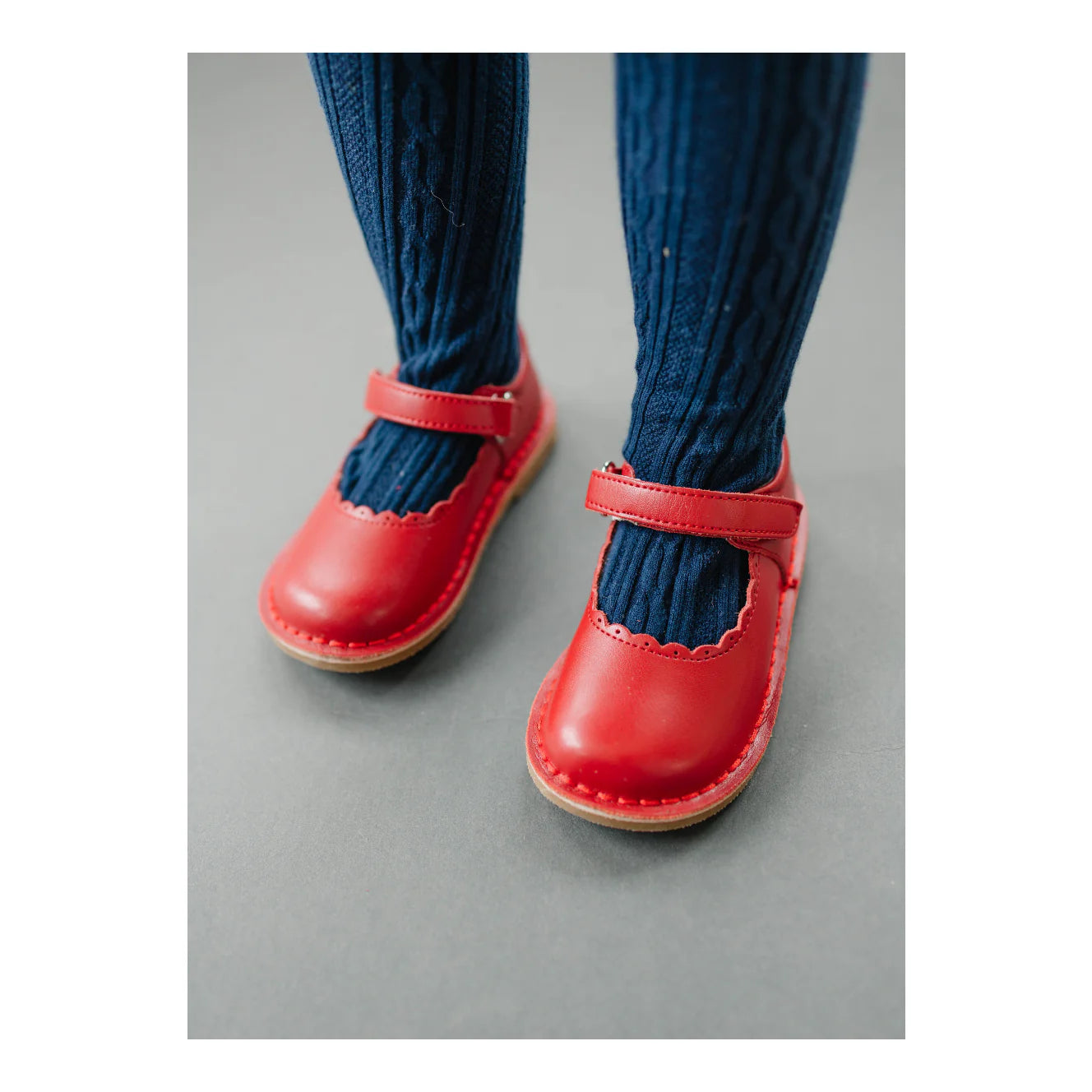 Red Caitlin Scalloped Mary Jane