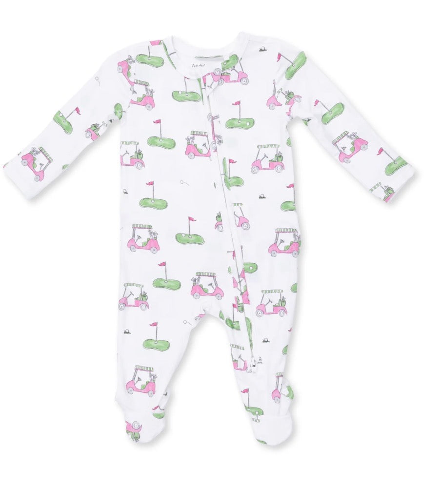 Golf Carts Pink 2 Way Zipper Footie