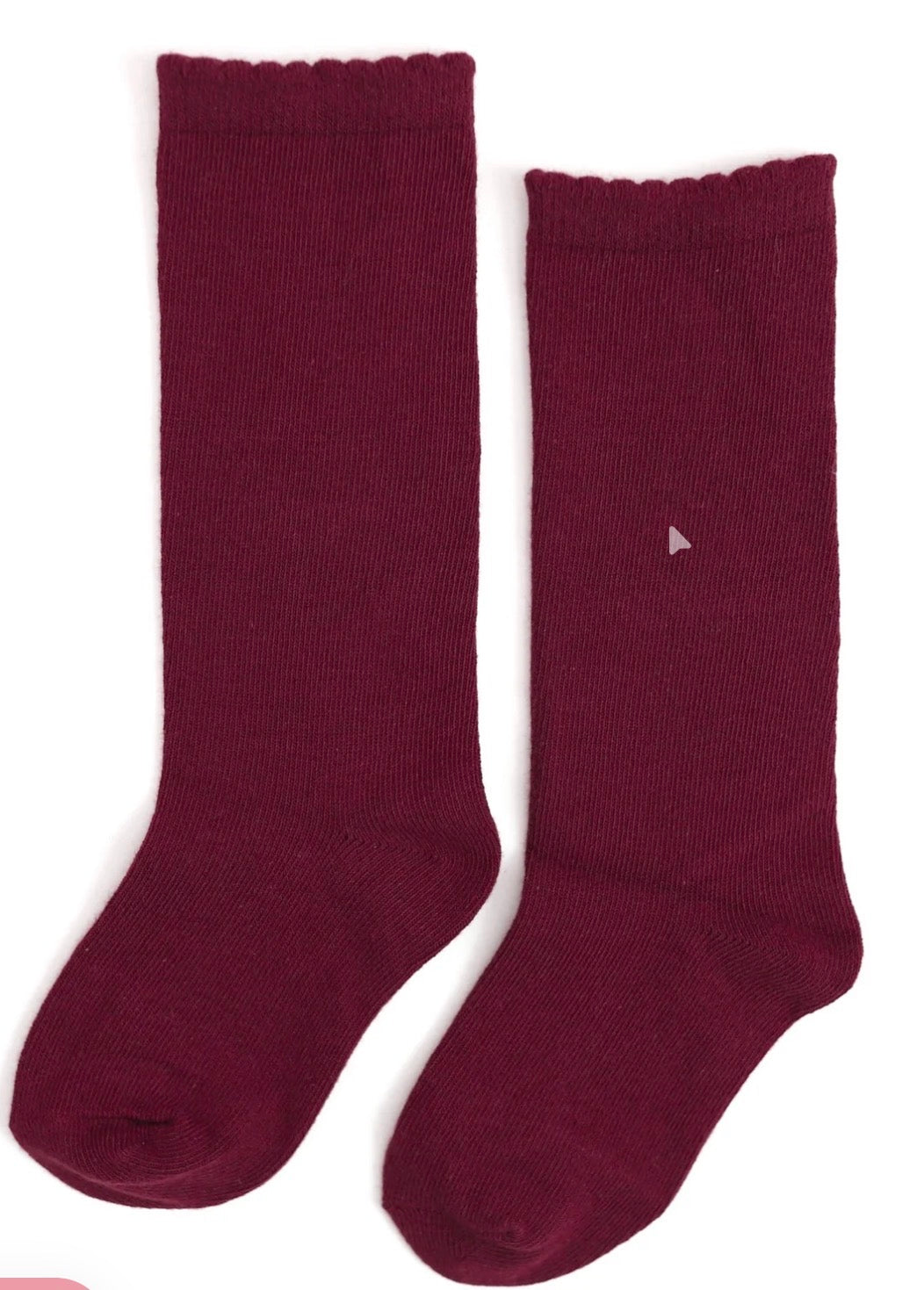 Burgundy Scalloped Knee High Socks