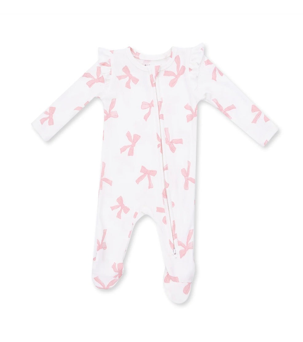 Pretty Bows 2 Way Ruffle Zipper Footie