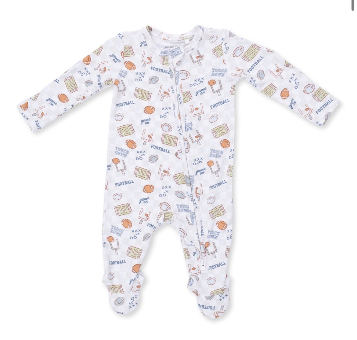 Football Check 2 Way Zipper Footie