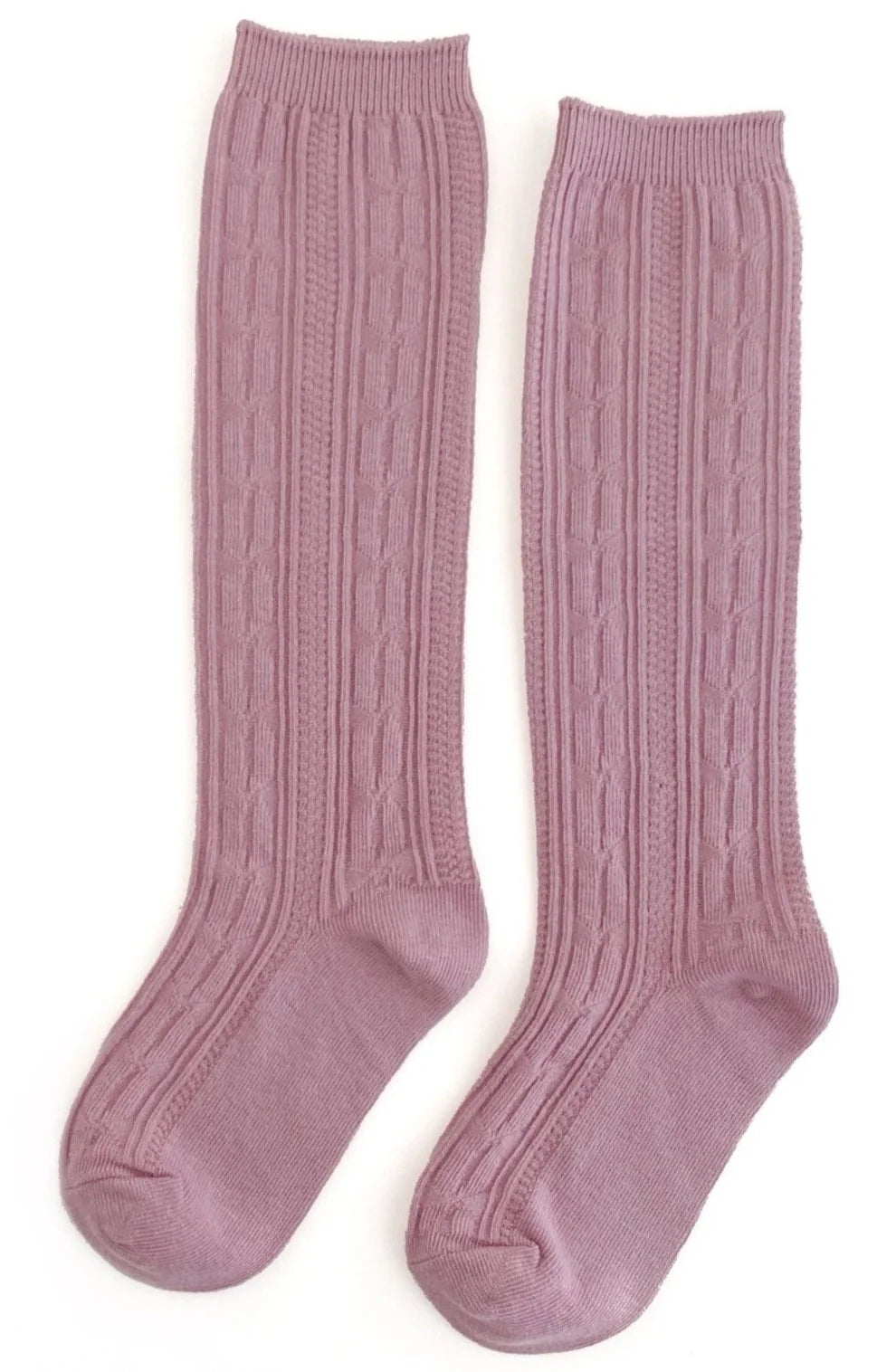 Dusty Rose Cable Knit Knee High Socks