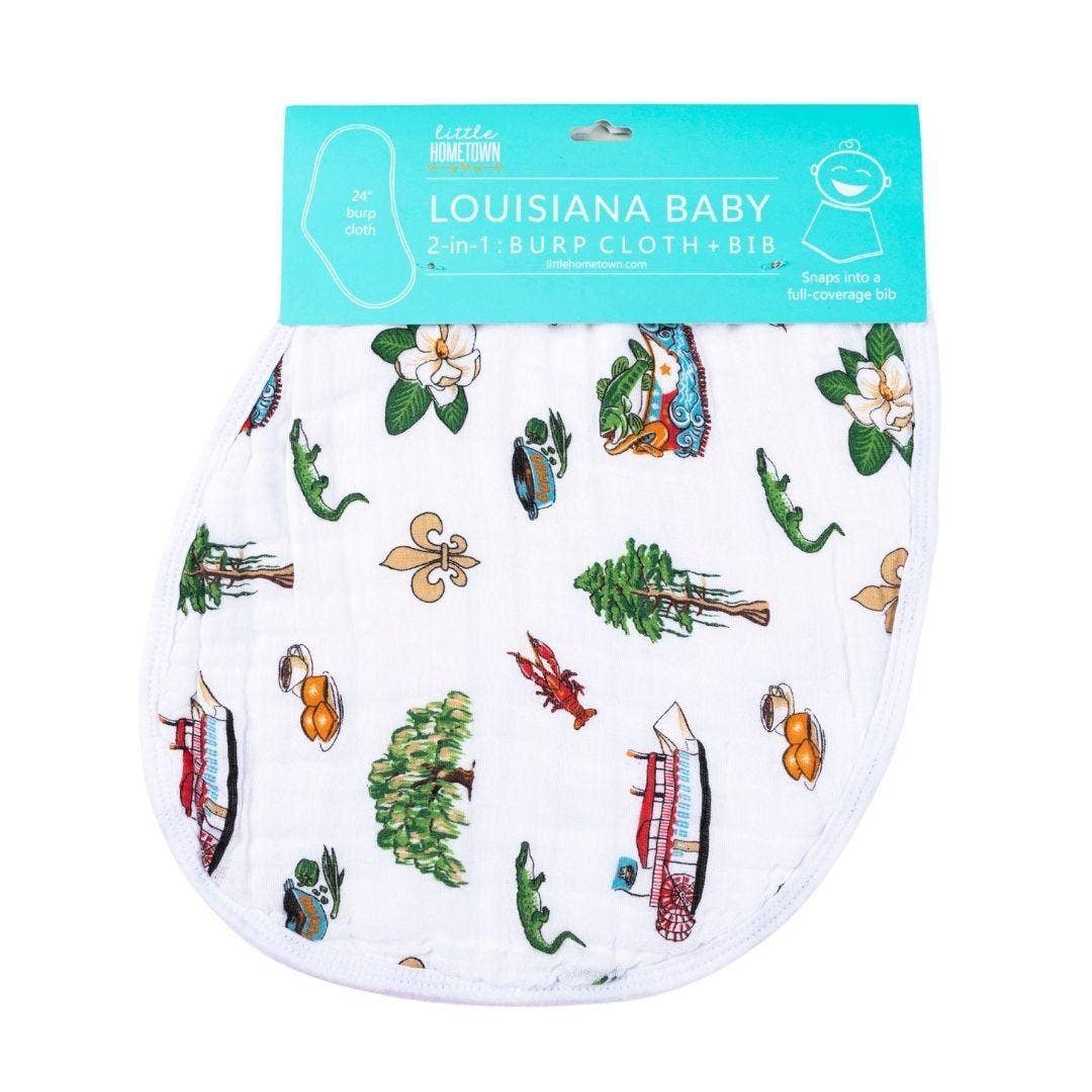 Louisiana Baby Burp Cloth and Bib 2 in 1 Perfect Baby Shower Add On