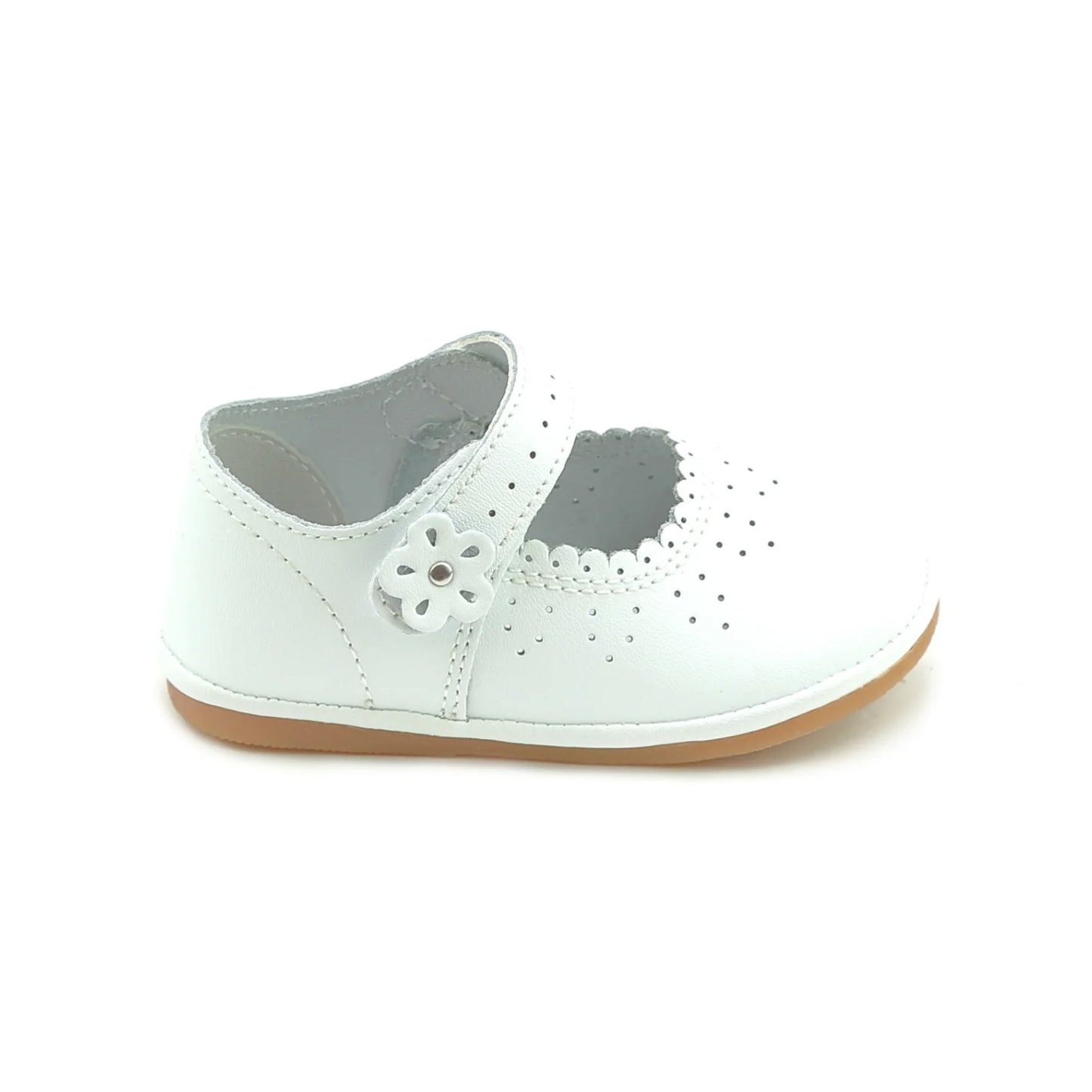White Mia Scalloped Leather Mary Jane Shoe