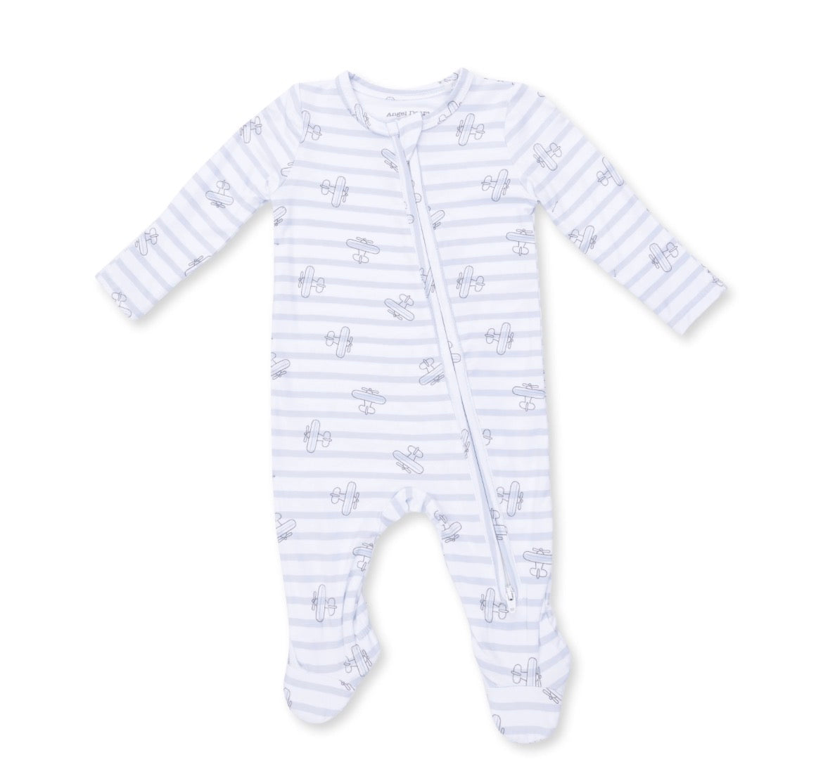 Airplane Check 2 Way Zipper Footie