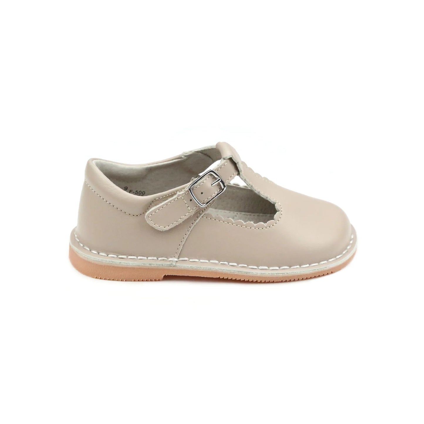 Almond Selina Scalloped T-Strap Mary Jane