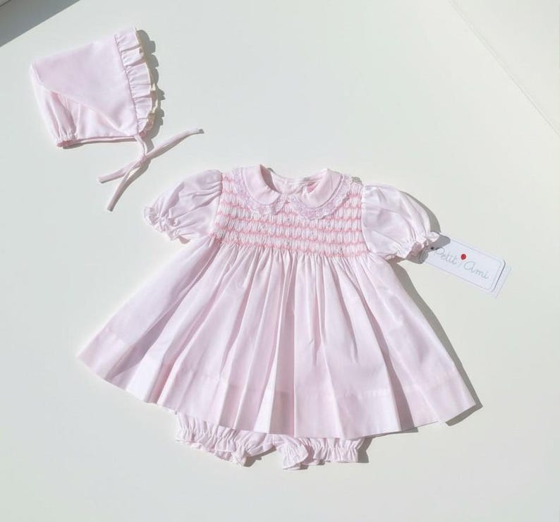 Baby Girls Pink Lace Dress with Hat