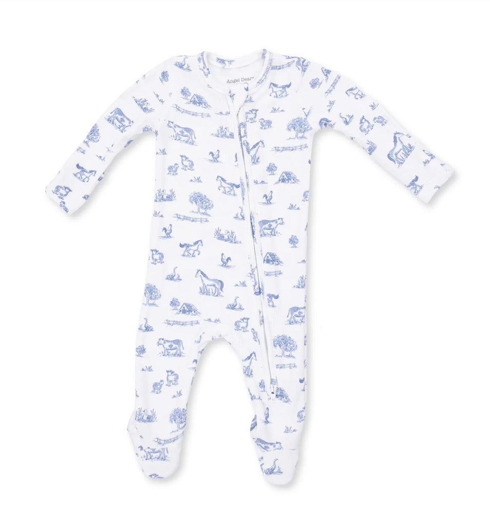 Farm Friends 2 way zipper footie
