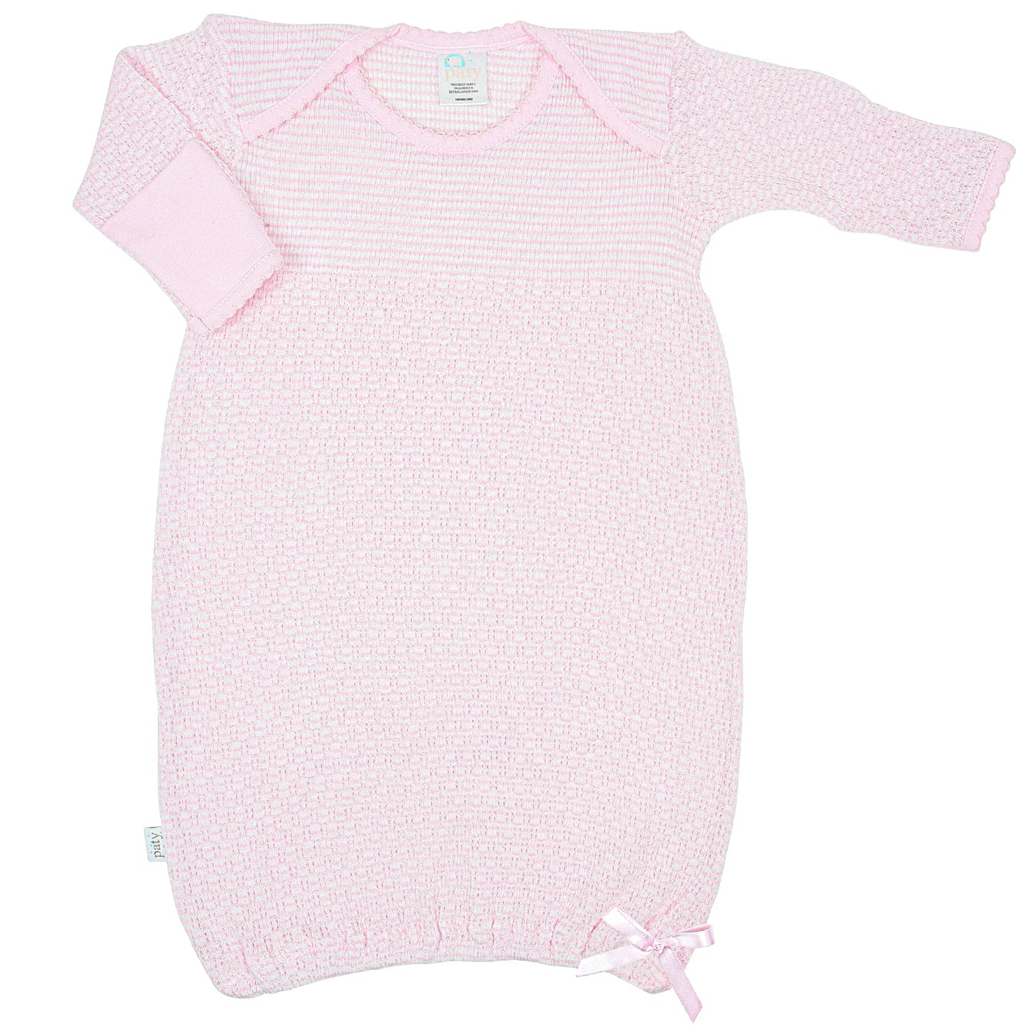 Pink Paty Knit Gown with Pink Pima Trim