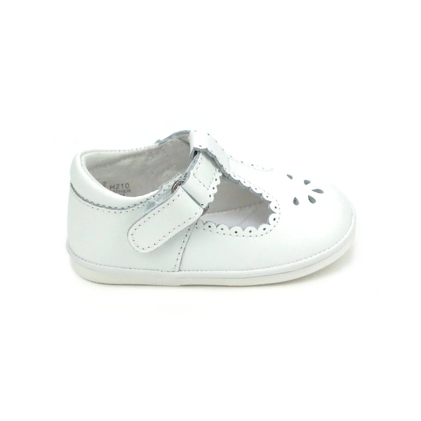 White Dottie Scalloped T-Strap Mary Jane Shoe