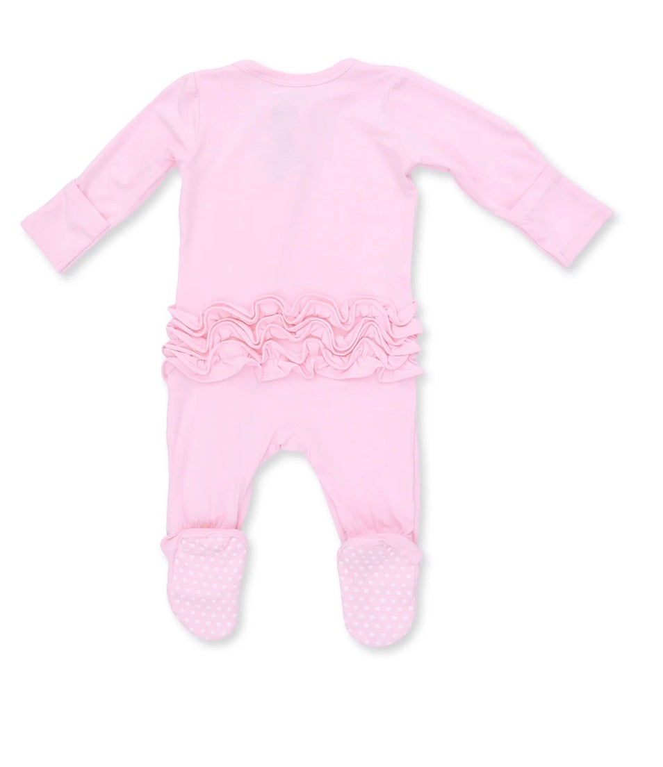 Solid Pink A boo 2 way zipper Footie