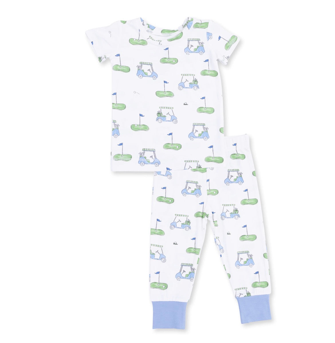 Golf Carts Blue Short Sleeve Loungewear Set