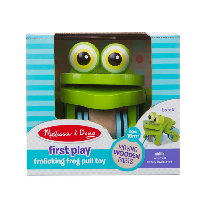 Frolicking frog pull toy
