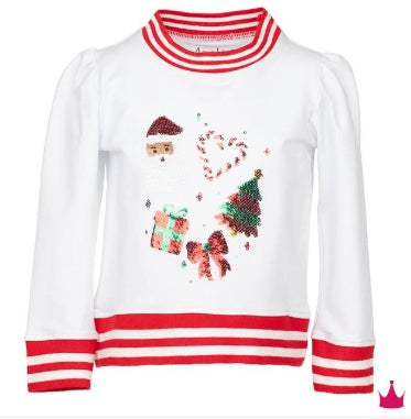 Sequin Christmas Elements White Holly sweater