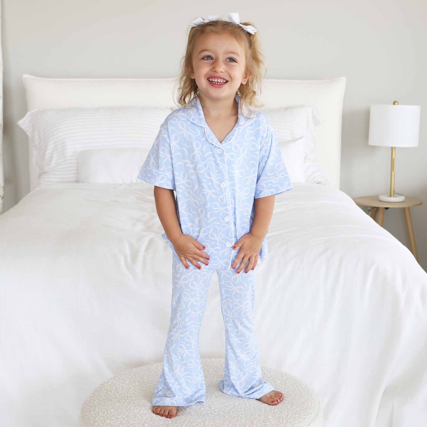 Bows Two Piece Flare Pant Lounge Set