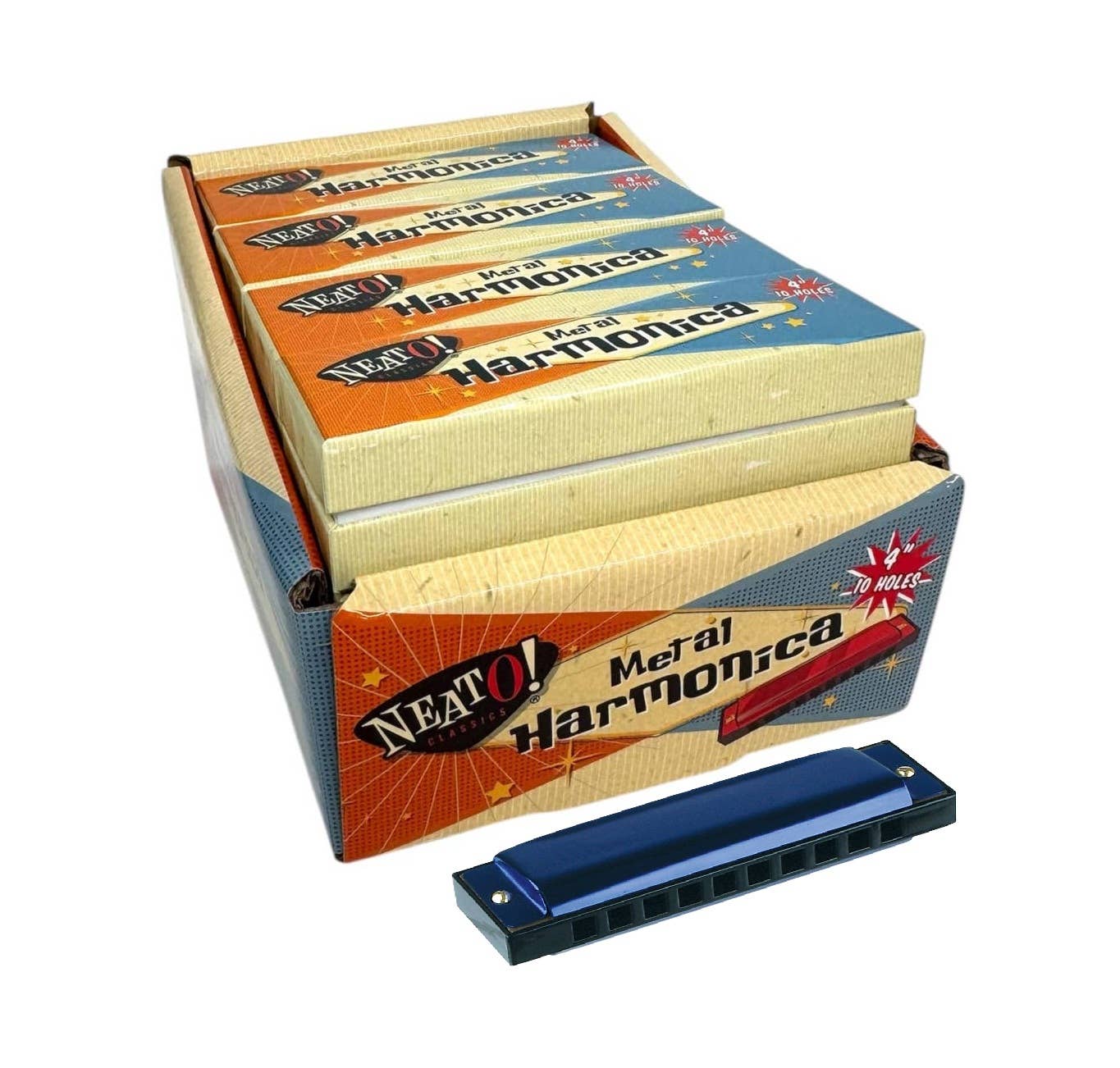 Neato! 4" Metal Harmonica - Retro Classic, vintage toys
