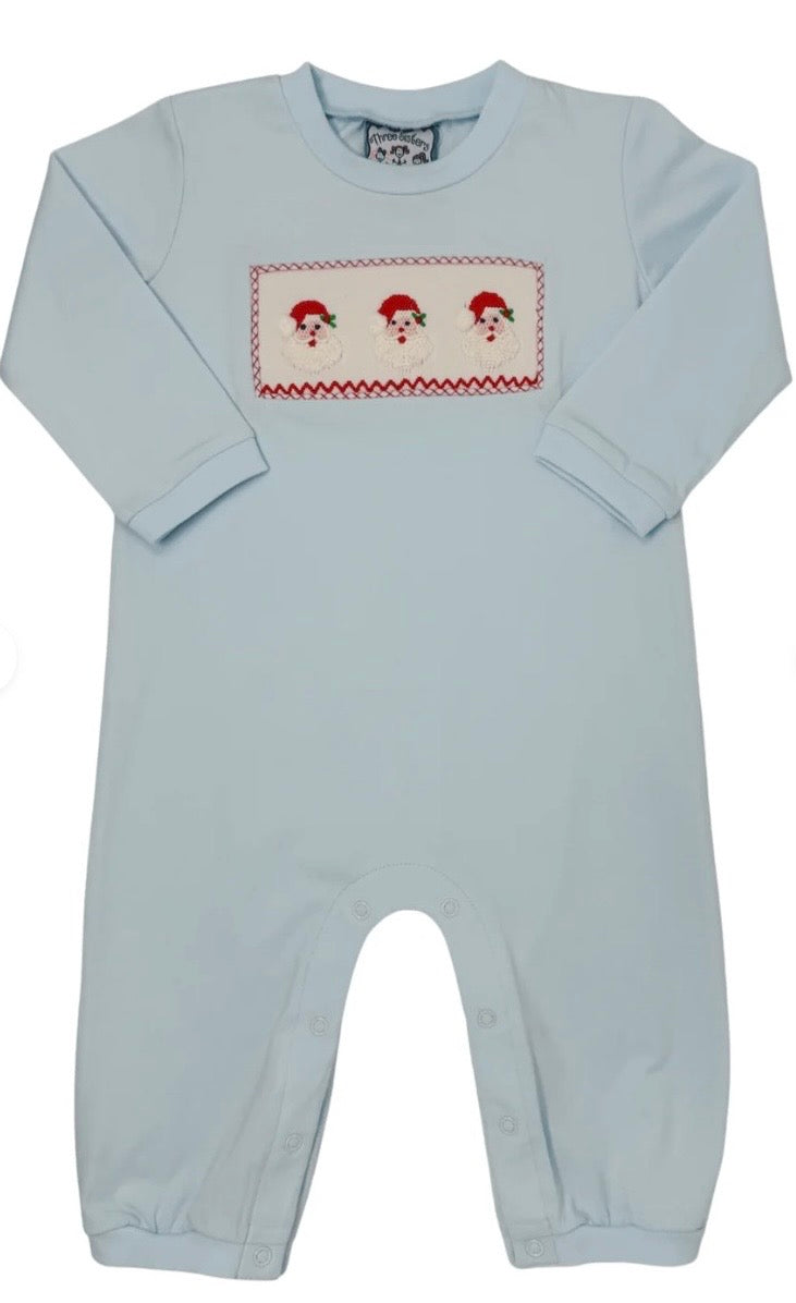 Santa smocked boys romper