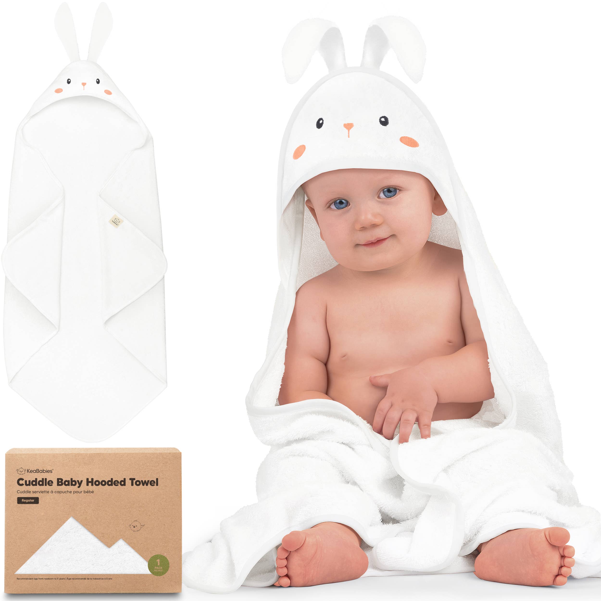 KeaBabies Cuddle Baby Hooded Towel- Bunny
