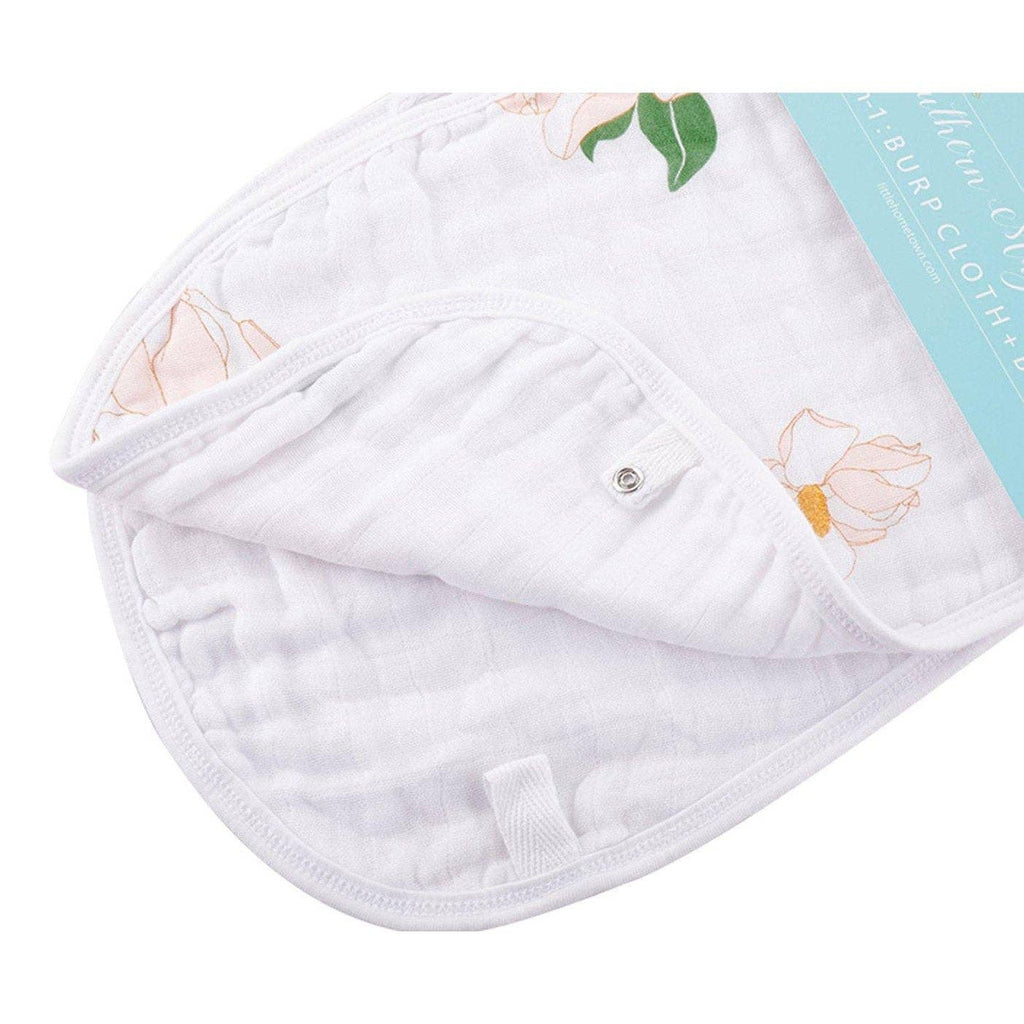 Southern Magnolia Baby Burp Cloth and Bib 2 in 1  Everyday Feeding Essential