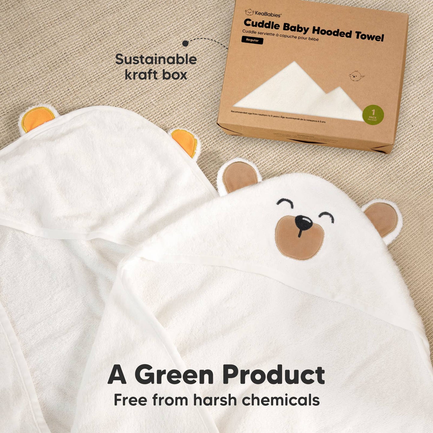 KeaBabies Cuddle Baby Hooded Towel