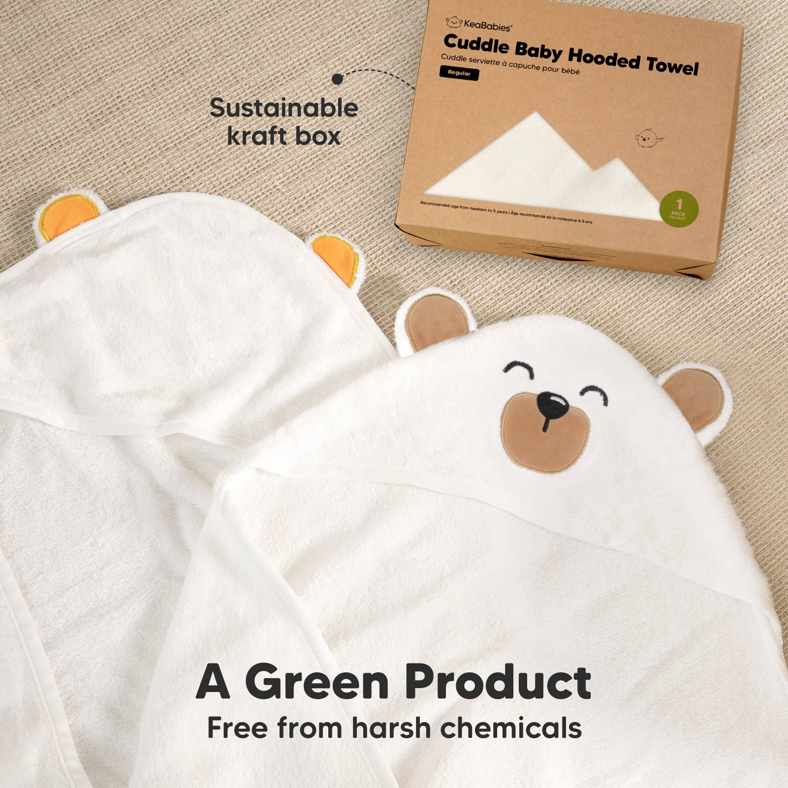 KeaBabies Cuddle Baby Hooded Towel