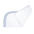 White Knit Swaddle Blanket with Blue Pima Cotton Trim