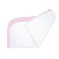 White Knit Swaddle Blanket with Pink Pima Trim