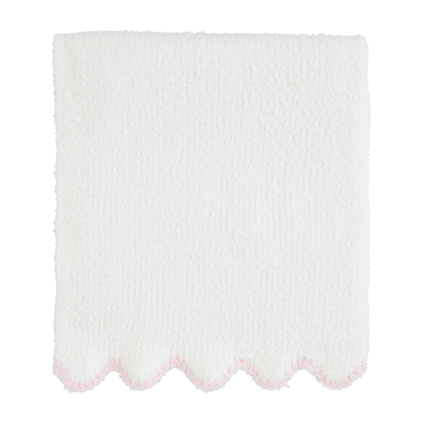 Pink Edge Scollop Chenille Blanket