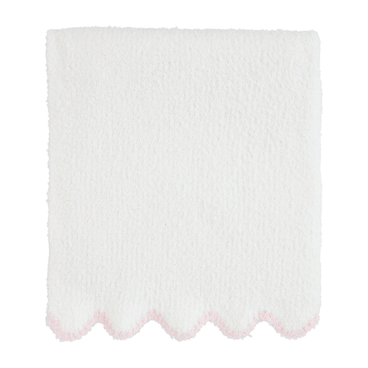 Pink Edge Scollop Chenille Blanket