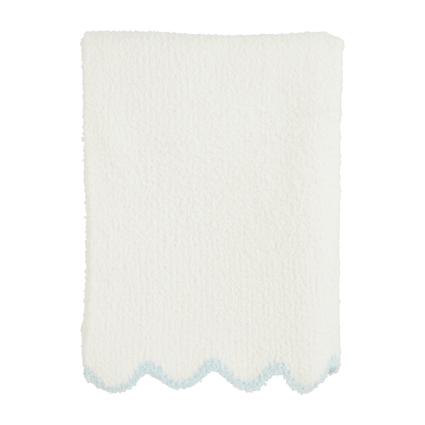 Blue Edge Scallop Chenille Blanket