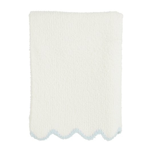 Blue Edge Scallop Chenille Blanket