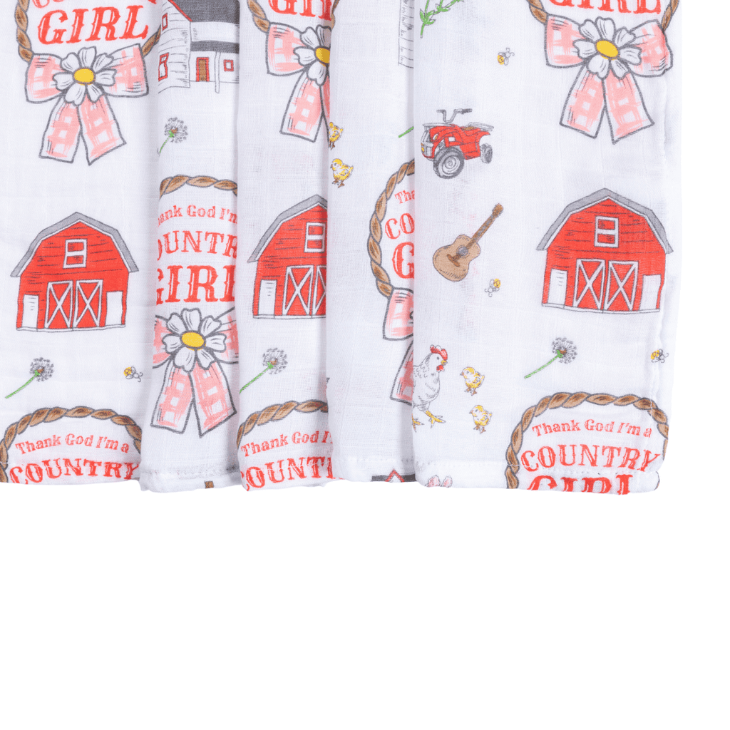 Country Girl Muslin Swaddle Receiving Blanket Breathable and Lightweight