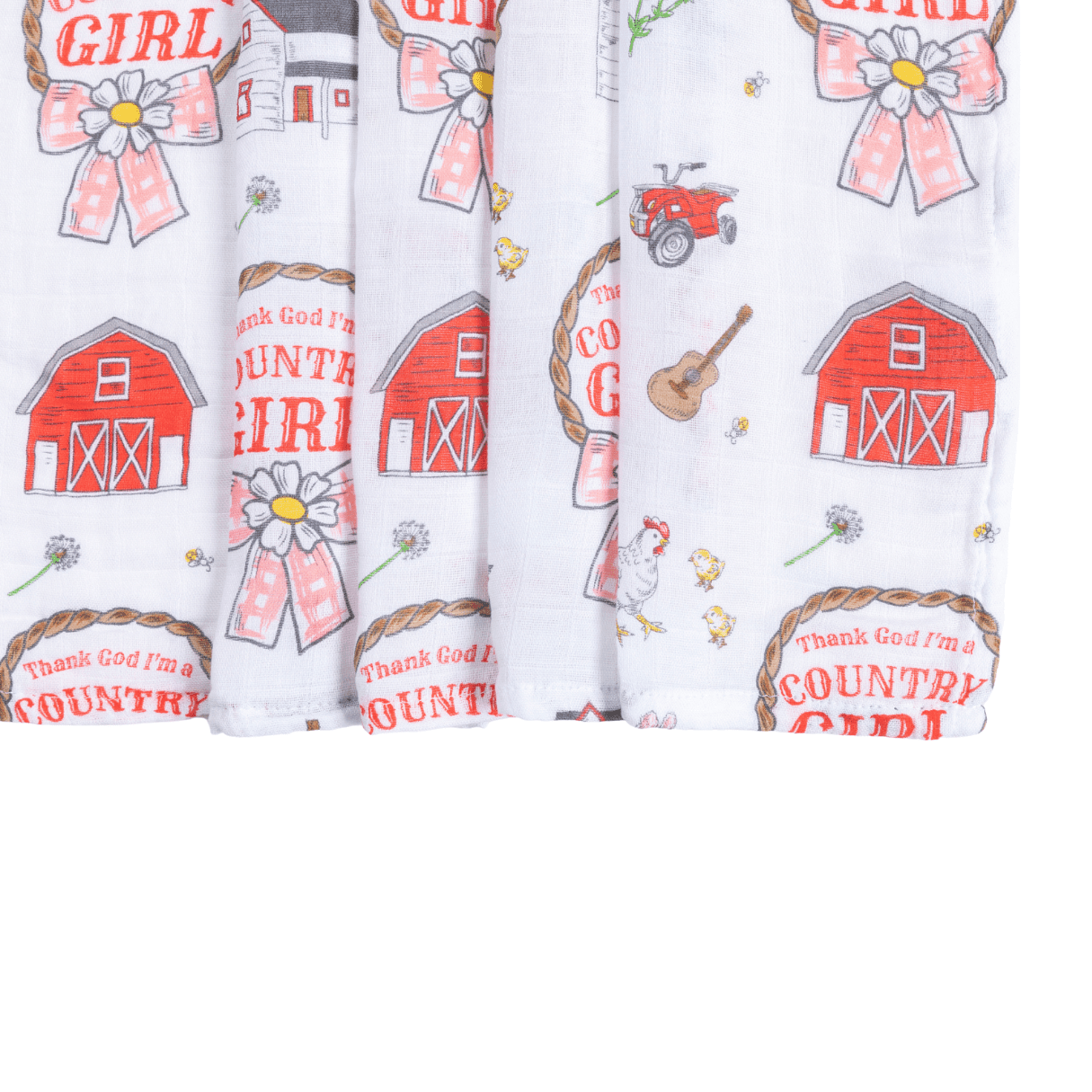 Country Girl Muslin Swaddle Receiving Blanket Breathable and Lightweight