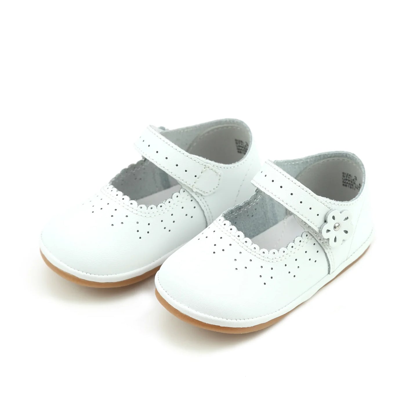 White Mia Scalloped Leather Mary Jane Shoe