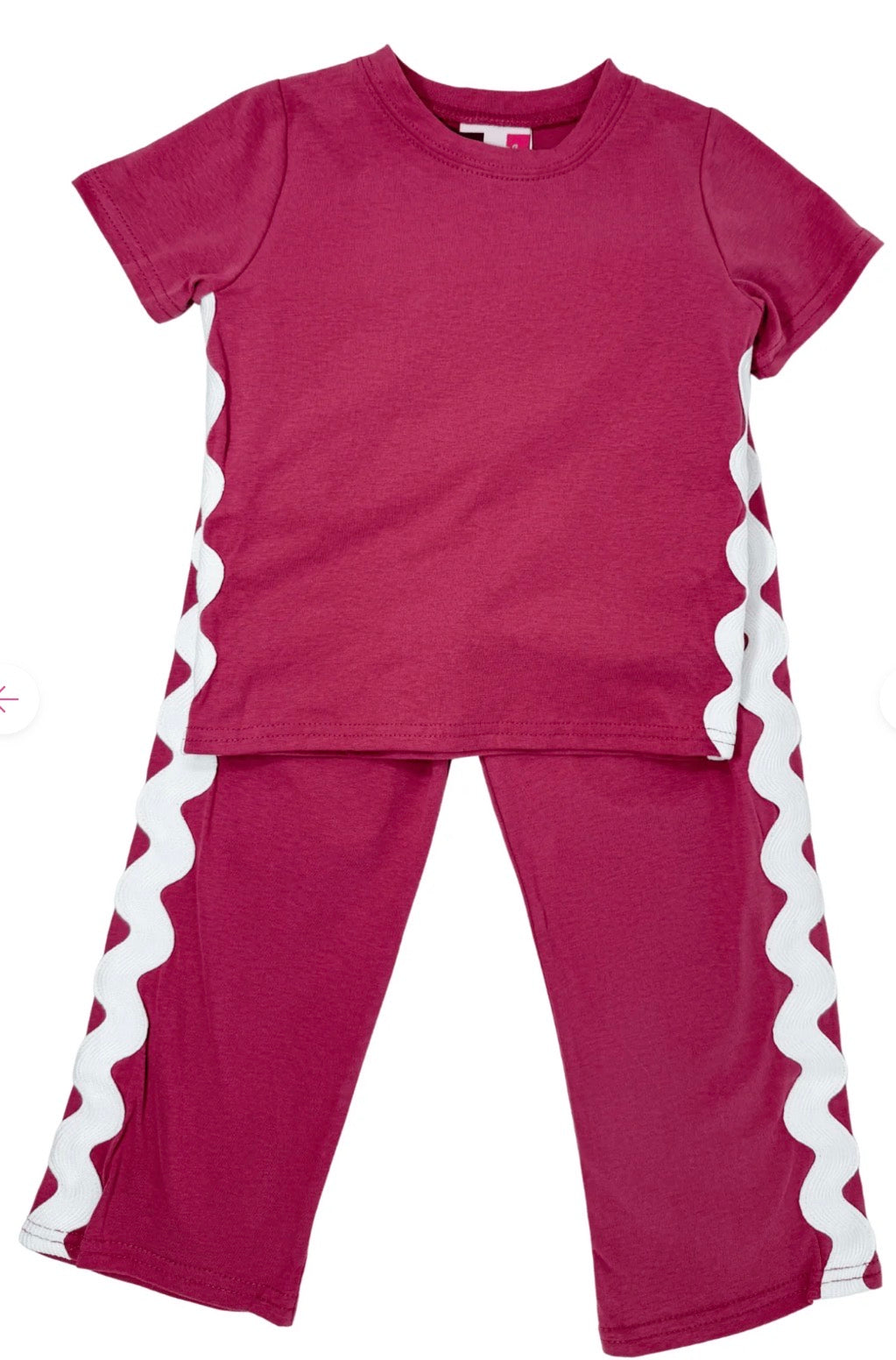 Elena Ric Rac Pant Set - Raspberry