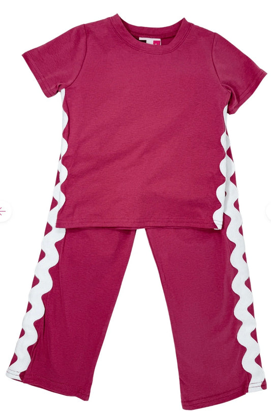 Raspberry Elena Ric Rac Pant Set
