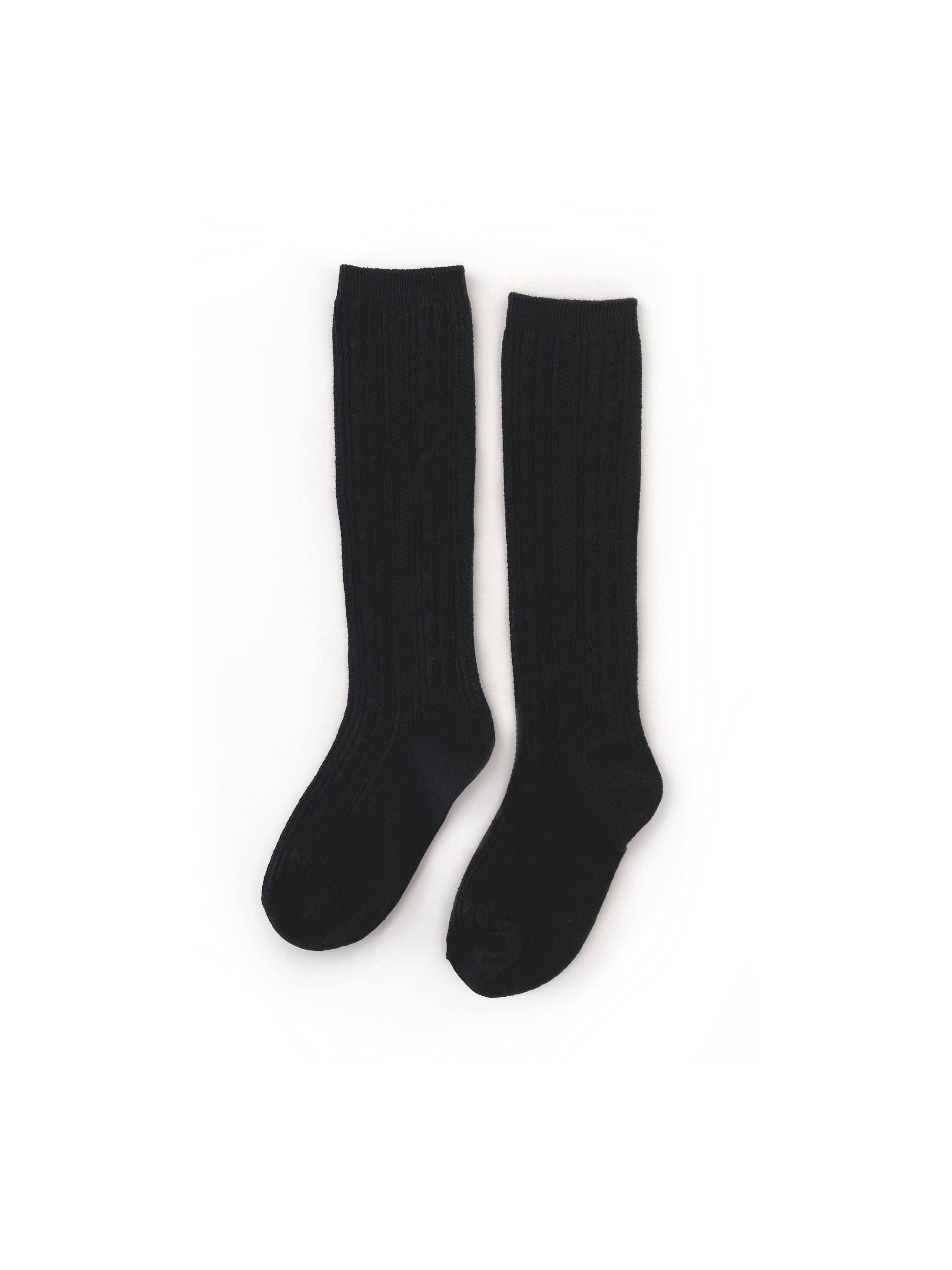 Black Cable Knit Knee High Socks