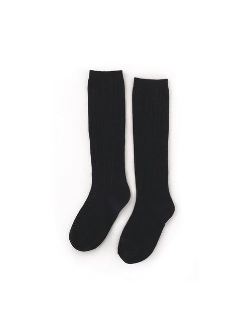 Black Cable Knit Knee High Socks