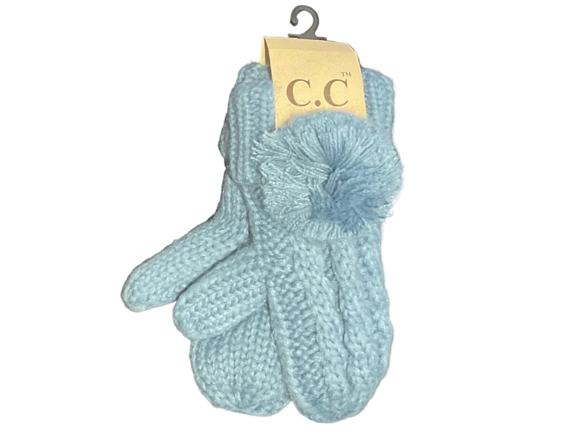 Cable Knit Pom Mittens
