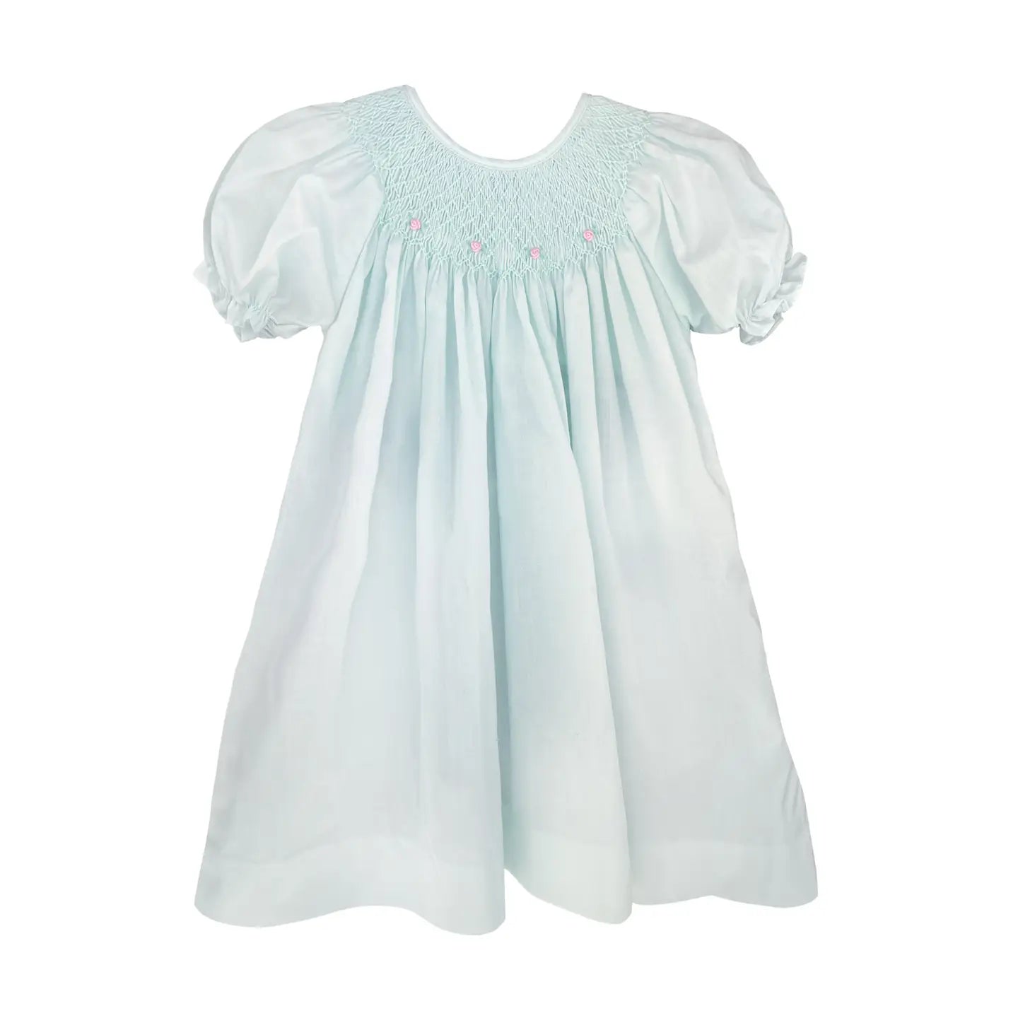 Mint Smocked Daygown with Raglan Embroidery with Hat