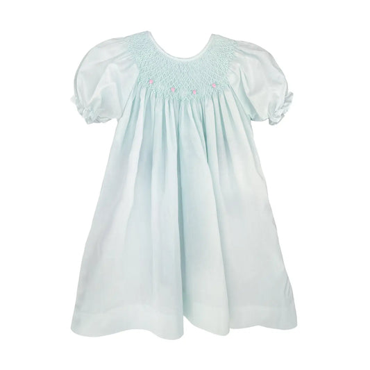 Mint Smocked Daygown with Raglan Embroidery with Hat