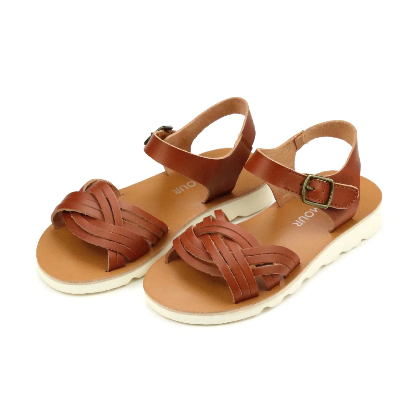 Cognac Athena Braided Sandal