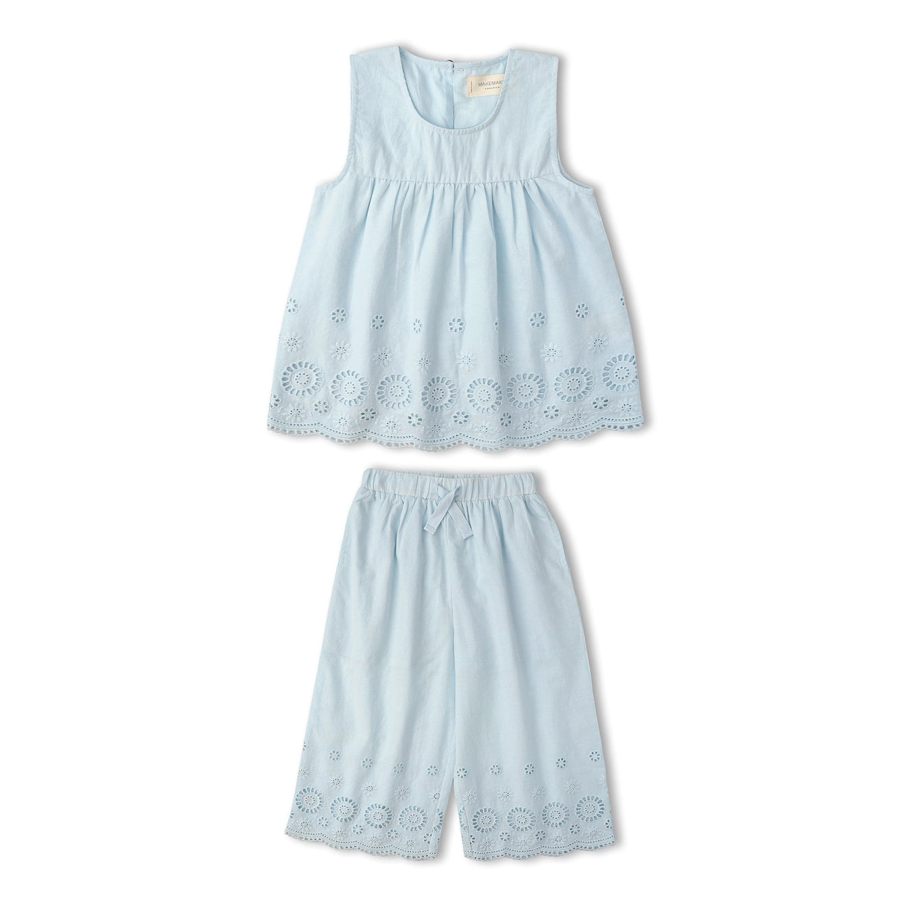 Light Blue Eyelet Pant Set