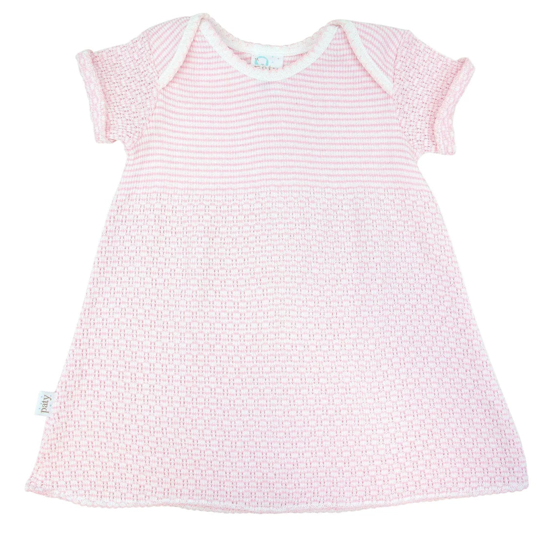 Pink Paty Knit Overlap Shoulder Dress