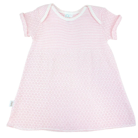 Pink Paty Knit Overlap Shoulder Dress