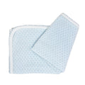 Blue Knit Swaddle Blanket with White Trim