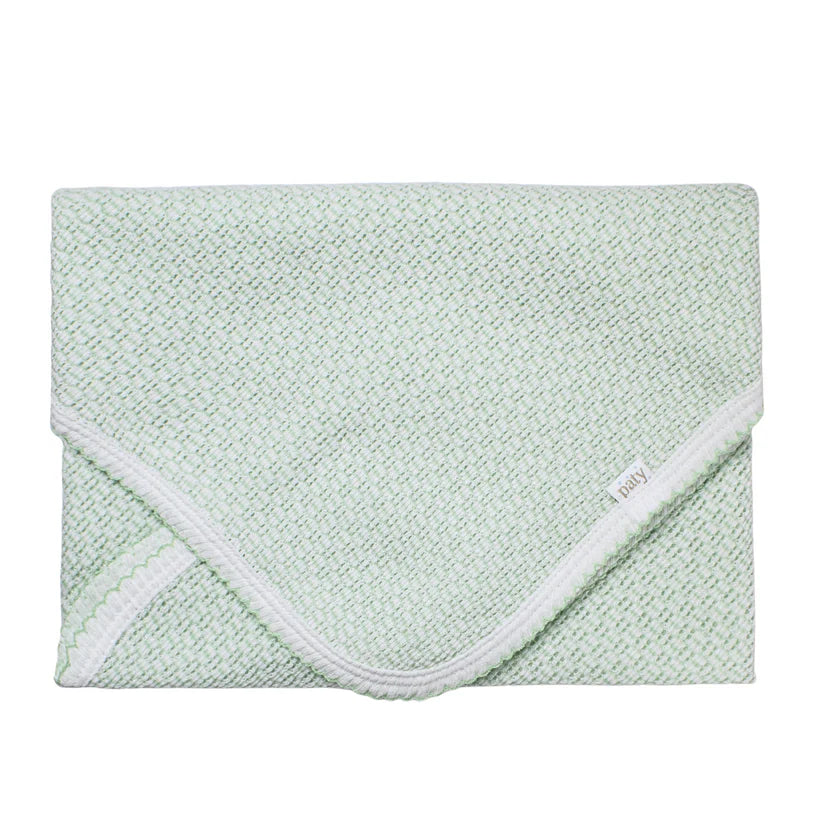Mint Knit Swaddle Blanket with White Trim